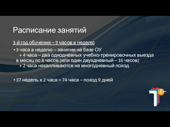 Расписание занятий 3-й год обучения – 9 часов в неделю 3 часа