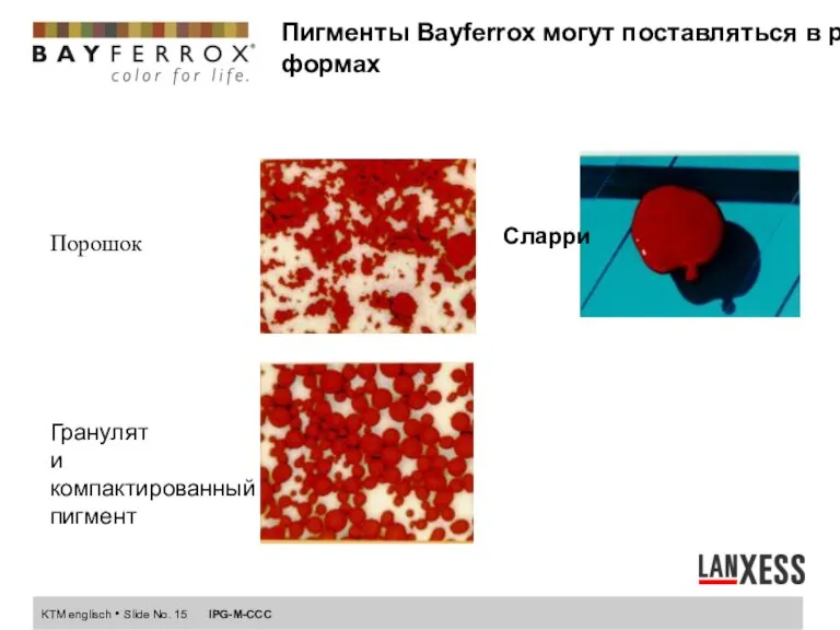 Пигменты Bayferrox могут поставляться в различных формах