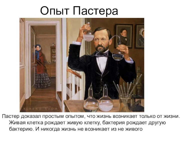 Опыт Пастера Пастер доказал простым опытом, что жизнь возникает только от жизни.