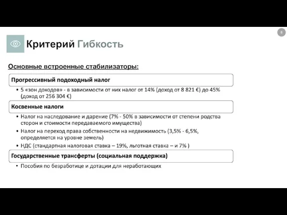 Основные встроенные стабилизаторы: Критерий Гибкость