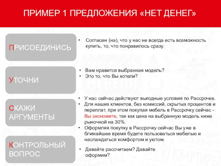 ПРИМЕР 1 ПРЕДЛОЖЕНИЯ «НЕТ ДЕНЕГ» ПРИСОЕДИНИСЬ УТОЧНИ СКАЖИ АРГУМЕНТЫ КОНТРОЛЬНЫЙ ВОПРОС Согласен