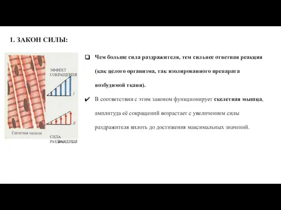 1. ЗАКОН СИЛЫ: Чем больше сила раздражителя, тем сильнее ответная реакция (как