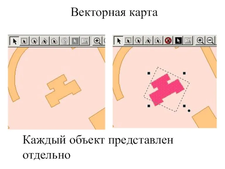 Каждый объект представлен отдельно Векторная карта