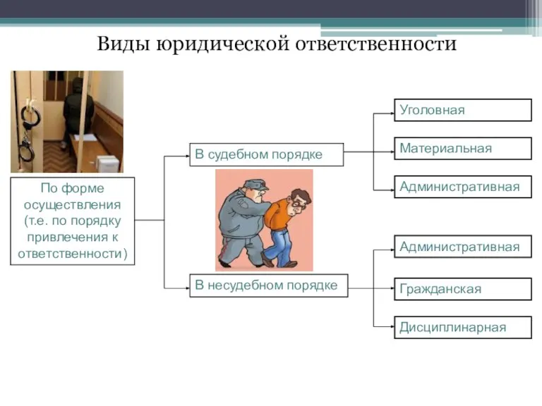 Виды юридической ответственности По форме осуществления (т.е. по порядку привлечения к ответственности)