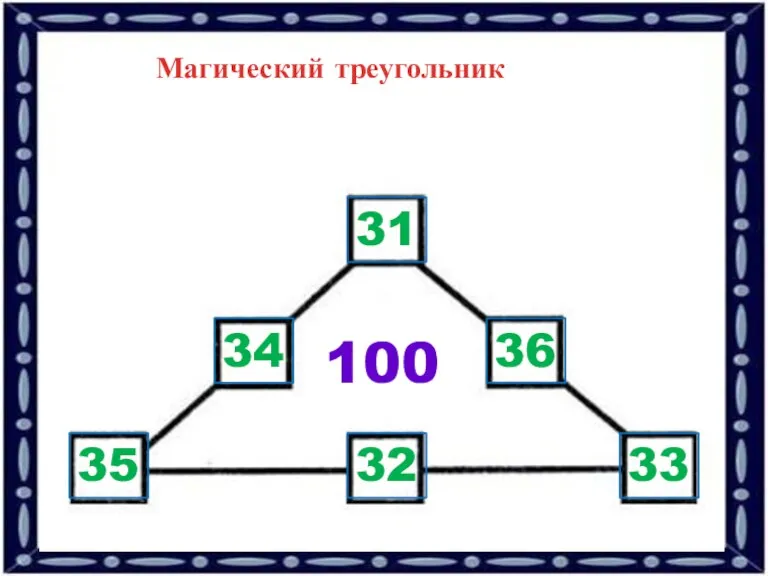 Магический треугольник 100 31 32 33 34 35 36