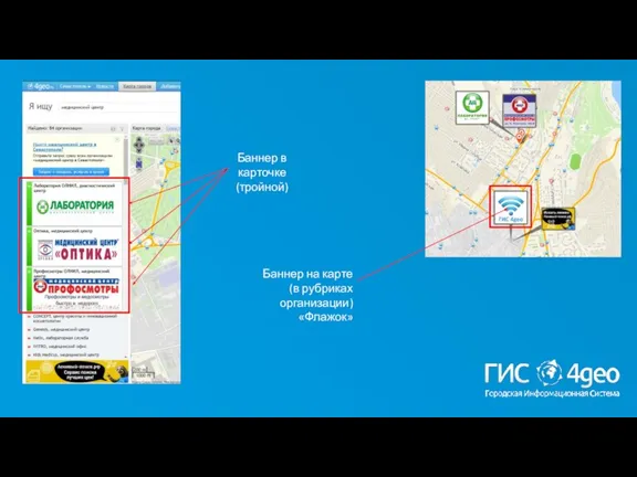 Баннер в карточке (тройной) Баннер на карте (в рубриках организации) «Флажок»