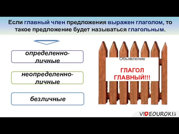 Если главный член предложения выражен глаголом, то такое предложение будет называться глагольным.