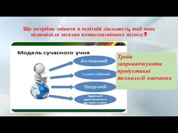 Що потрібно змінити в освітній діяльності, щоб вона відповідала засадам компетентнісного підходу?