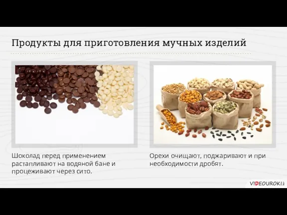 Продукты для приготовления мучных изделий Шоколад перед применением растапливают на водяной бане