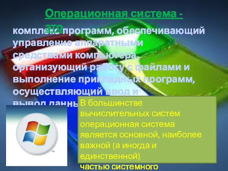 комплекс программ, обеспечивающий управление аппаратными средствами компьютера, организующий работу с файлами и