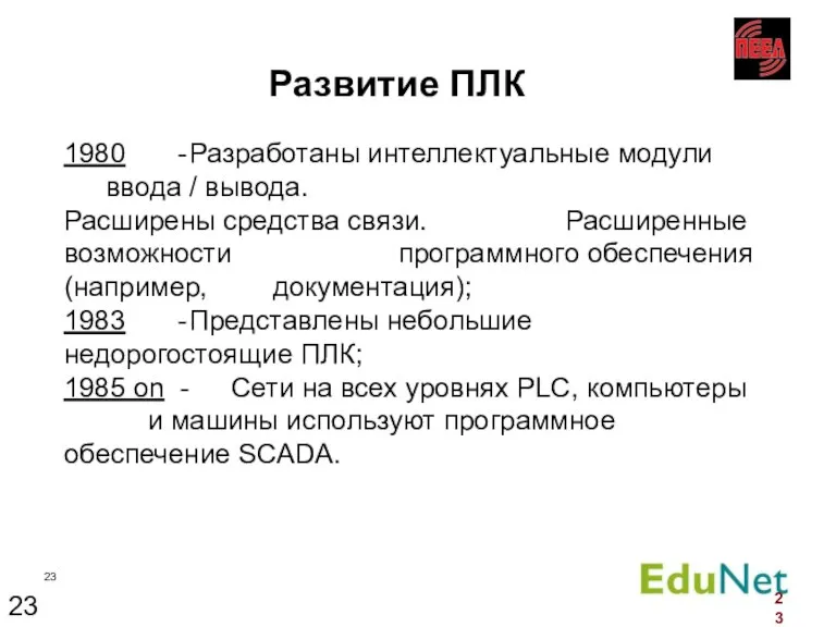 1980 - Разработаны интеллектуальные модули ввода / вывода. Расширены средства связи. Расширенные