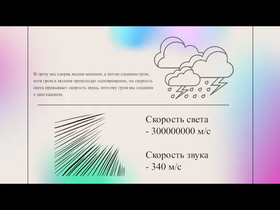 В грозу мы сперва видим молнию, а потом слышим гром, хотя гром