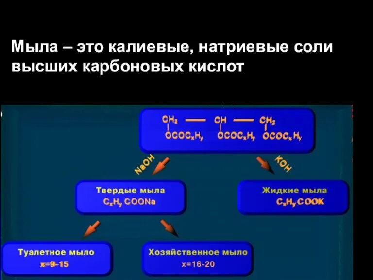 Мыла – это калиевые, натриевые соли высших карбоновых кислот