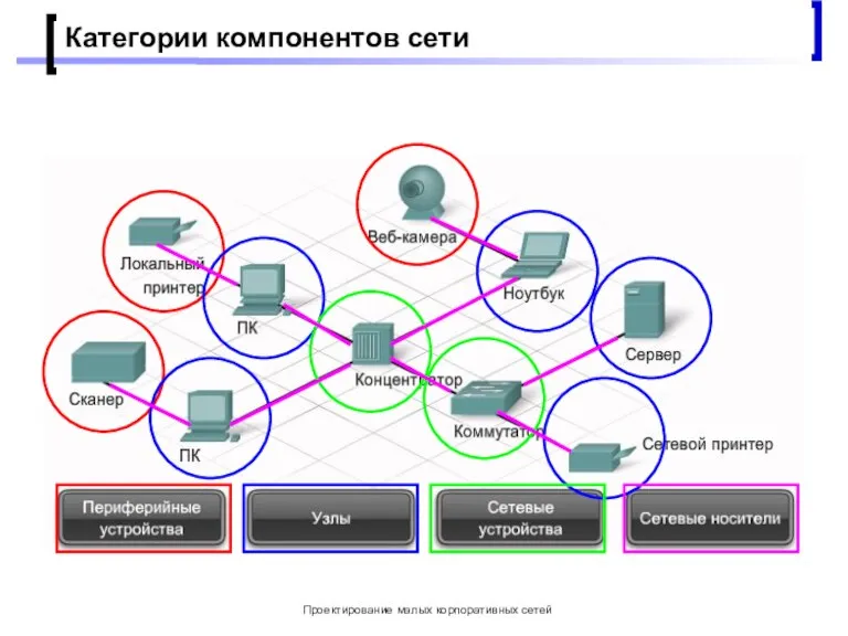 Проектирование малых корпоративных сетей Категории компонентов сети