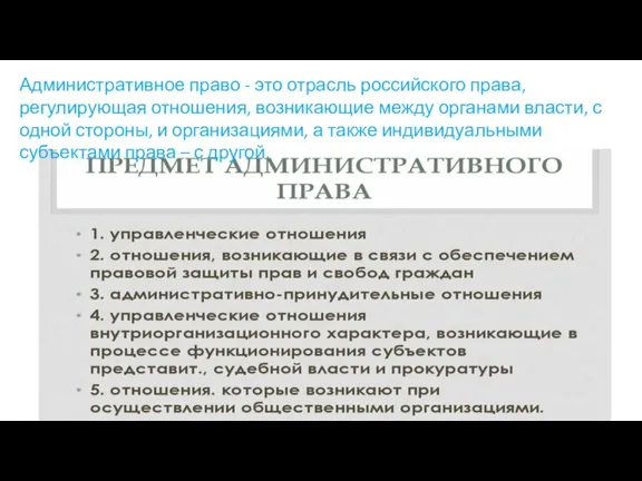 Административное право - это отрасль российского права, регулирующая отношения, возникающие между органами