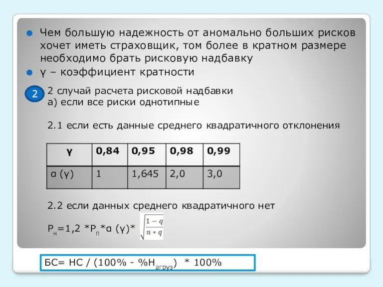 Чем большую надежность от аномально больших рисков хочет иметь страховщик, том более