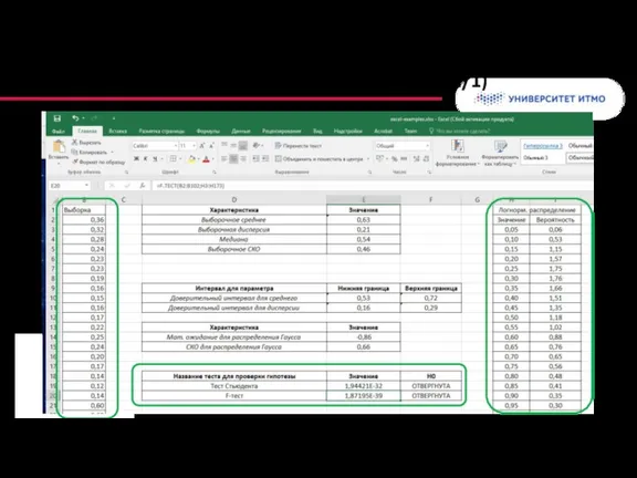 Проверка статистических гипотез в Excel (1/1)