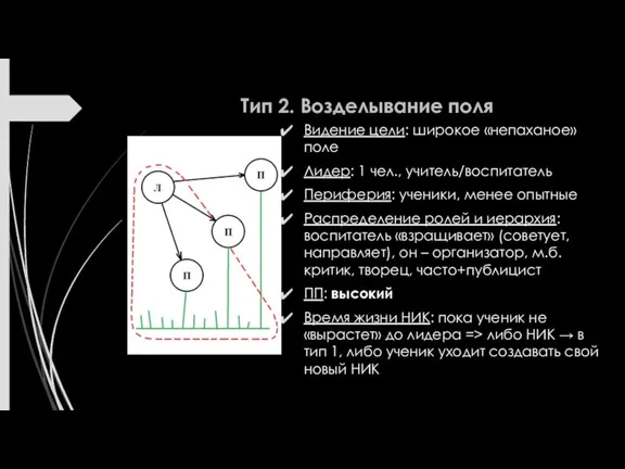 Тип 2. Возделывание поля Видение цели: широкое «непаханое» поле Лидер: 1 чел.,