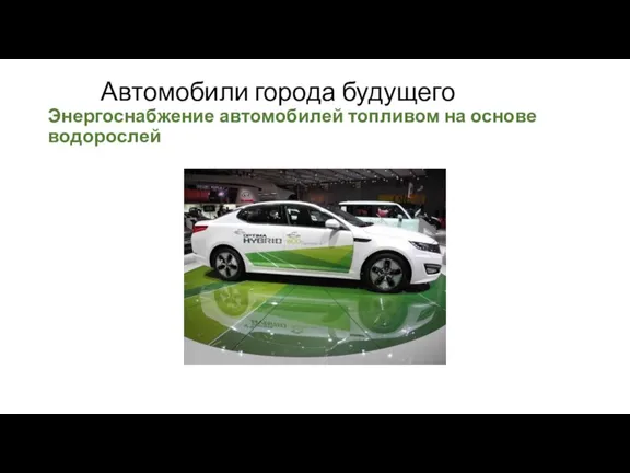 Автомобили города будущего Энергоснабжение автомобилей топливом на основе водорослей