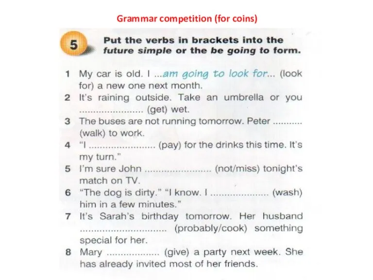 Grammar competition (for coins)