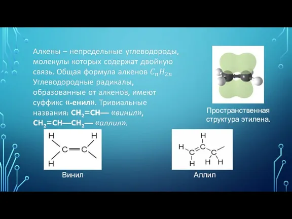 Пространственная структура этилена. Винил Аллил