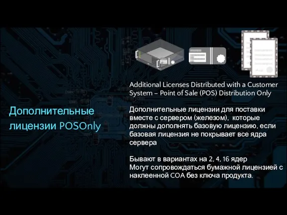 Дополнительные лицензии POSOnly Additional Licenses Distributed with a Customer System – Point