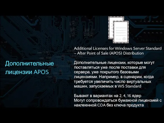 Дополнительные лицензии APOS Additional Licenses for Windows Server Standard – After Point