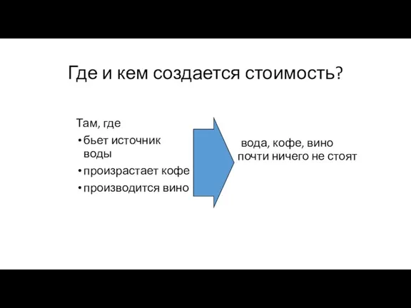 Где и кем создается стоимость? Там, где бьет источник воды произрастает кофе