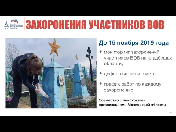 ЗАХОРОНЕНИЯ УЧАСТНИКОВ ВОВ До 15 ноября 2019 года мониторинг захоронений участников ВОВ