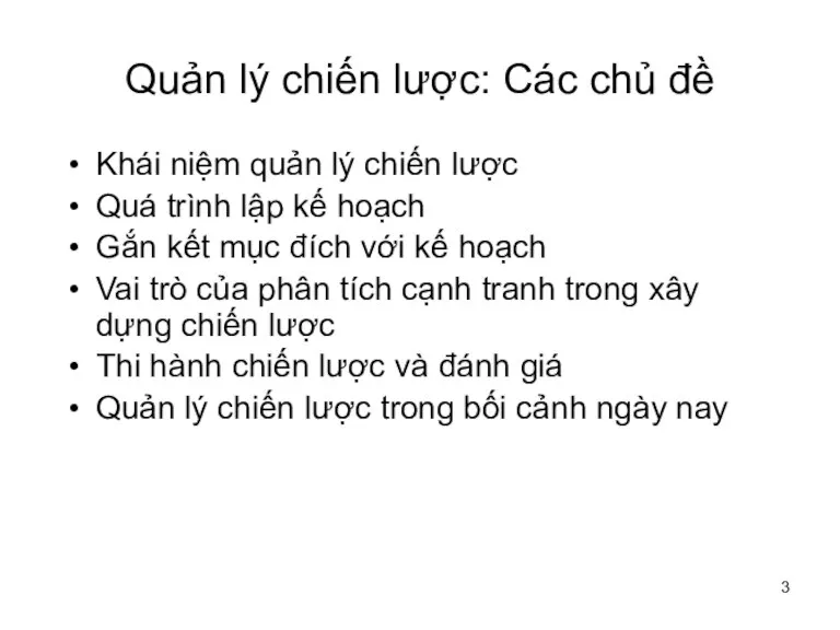 Quản lý chiến lược: Các chủ đề Khái niệm quản lý chiến