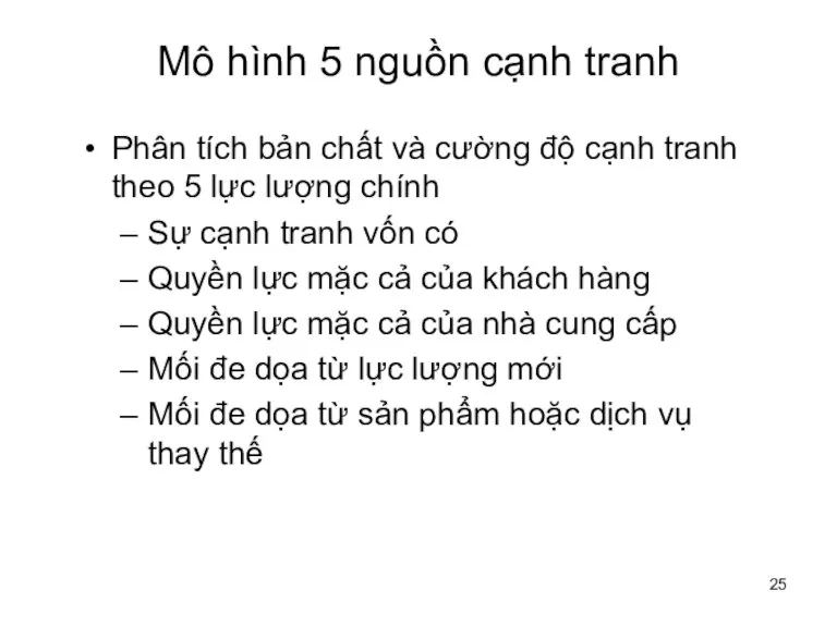 Mô hình 5 nguồn cạnh tranh Phân tích bản chất và cường