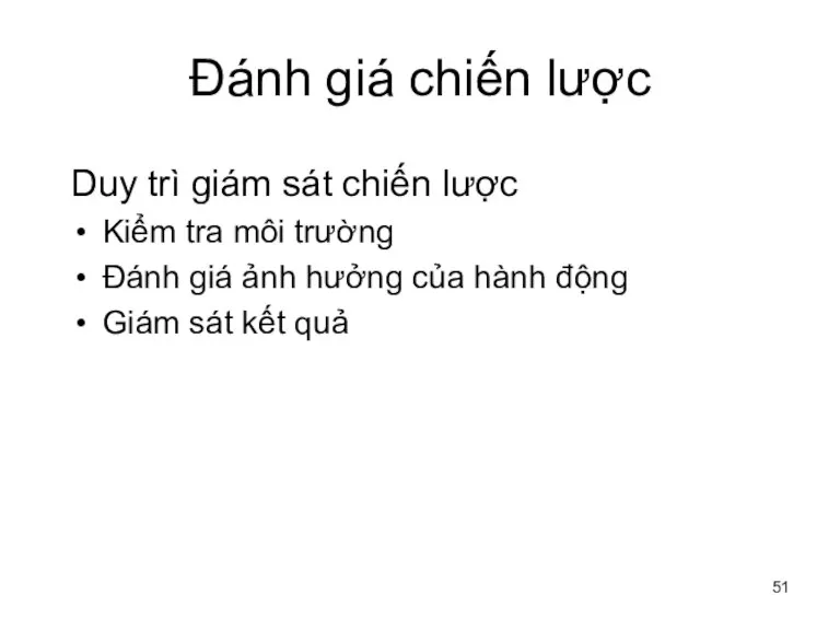 Đánh giá chiến lược Duy trì giám sát chiến lược Kiểm tra