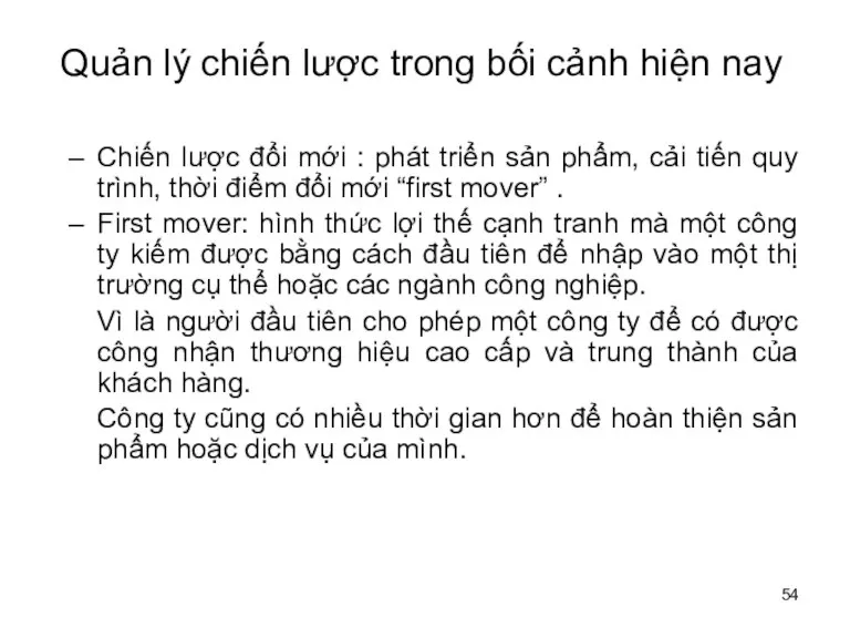 Quản lý chiến lược trong bối cảnh hiện nay Chiến lược đổi