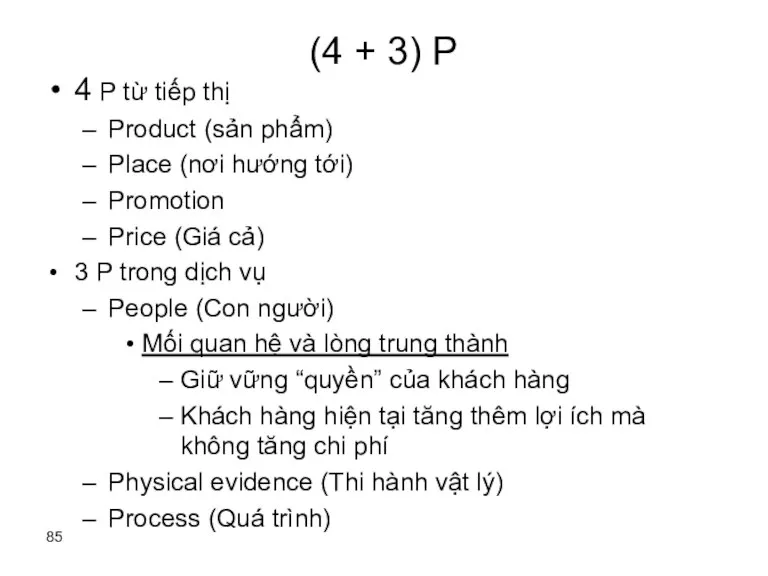 (4 + 3) P 4 P từ tiếp thị Product (sản phẩm)