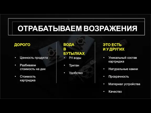 ОТРАБАТЫВАЕМ ВОЗРАЖЕНИЯ ЭТО ЕСТЬ И У ДРУГИХ ВОДА В БУТЫЛКАХ ДОРОГО Ценность