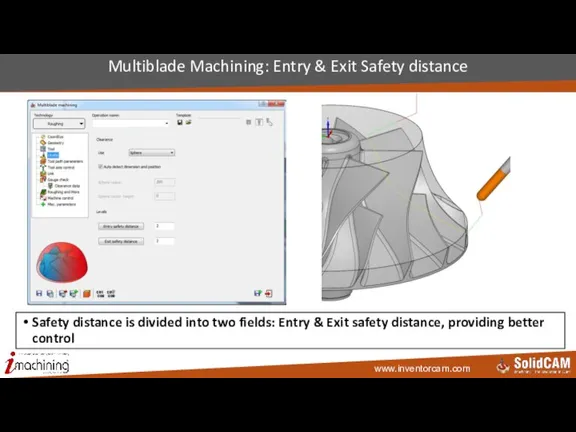 Multiblade Machining: Entry & Exit Safety distance Safety distance is divided into