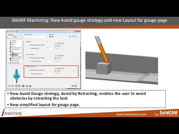 SWARF Machining: New Avoid gouge strategy and new Layout for gouge page