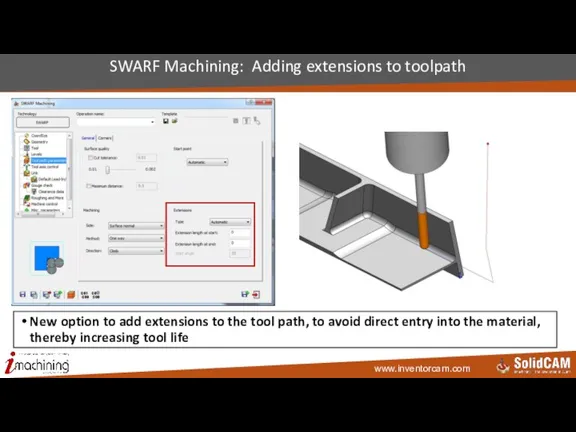 SWARF Machining: Adding extensions to toolpath New option to add extensions to