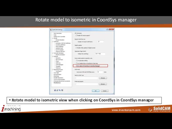 Rotate model to isometric in CoordSys manager Rotate model to isometric view