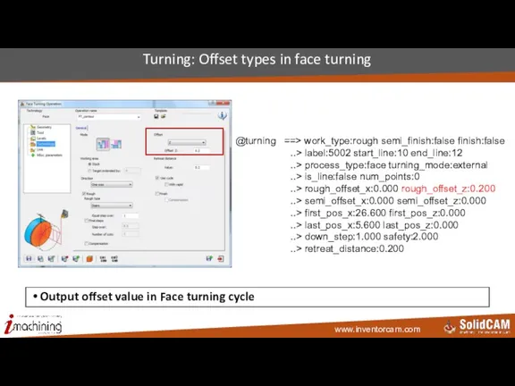 Turning: Offset types in face turning Output offset value in Face turning