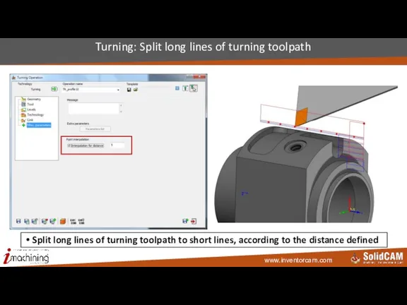 Turning: Split long lines of turning toolpath Split long lines of turning