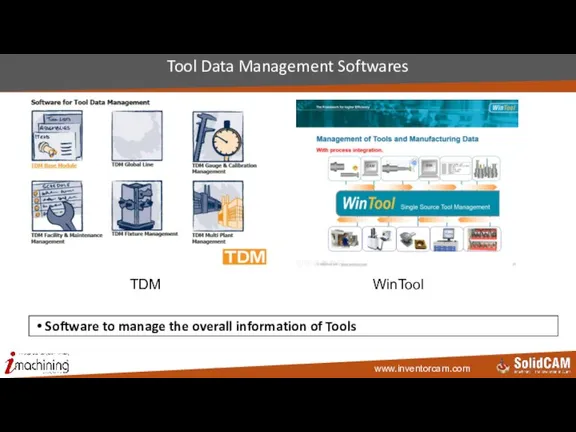 Tool Data Management Softwares Software to manage the overall information of Tools WinTool TDM