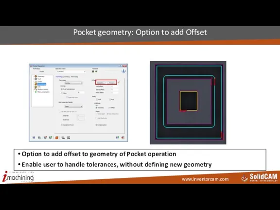 Pocket geometry: Option to add Offset Option to add offset to geometry