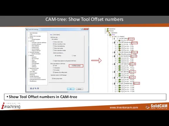 CAM-tree: Show Tool Offset numbers Show Tool Offset numbers in CAM-tree