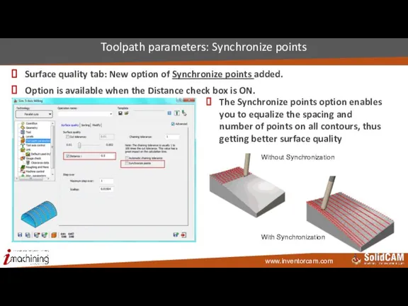 Surface quality tab: New option of Synchronize points added. Option is available
