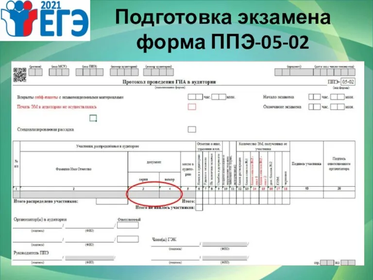 Подготовка экзамена форма ППЭ-05-02