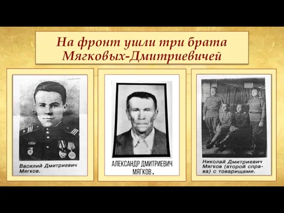 На фронт ушли три брата Мягковых-Дмитриевичей
