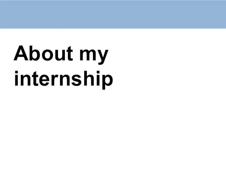 About my internship