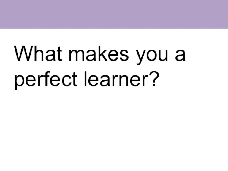 What makes you a perfect learner?