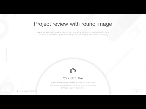 Project review with round image Ut wisi enim ad minim veniam, quis